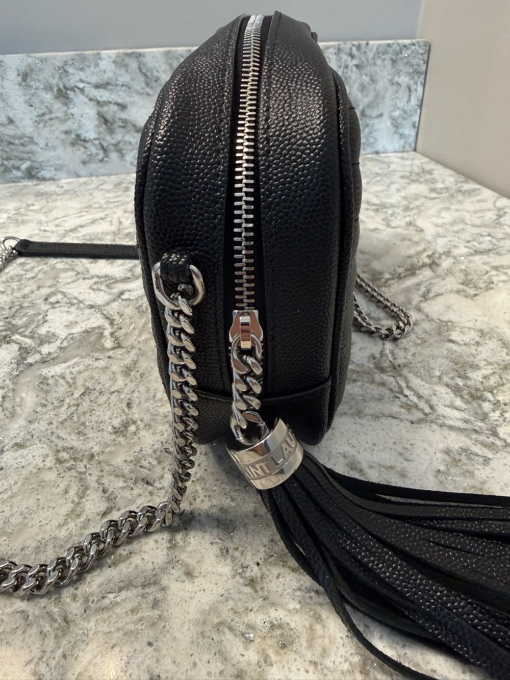Saint Laurent YSL Monogram Mini Lou Camera Bag ~ Black with Silver Hardware - Picture 11 of 16